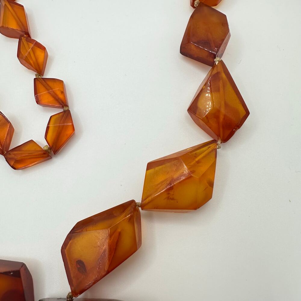 Vintage antique genuine Baltic amber graduated faceted beaded necklace 73.59g - Picture 3 of 9